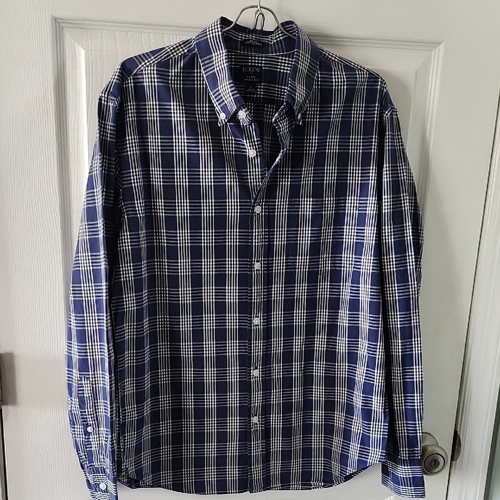 J. Crew Navy and White Checkered Shirt